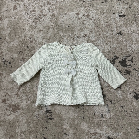 Peek Baby Girl White Knit Cardigan Size 3-6 Months - Picture 1 of 3